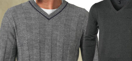 grey v neck sweaters